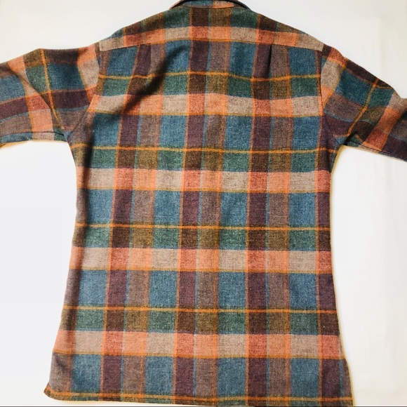 ❌SOLD❌ Vtg Shadow Plaid Wool blend WORK SHIRT - Picture 3 of 5